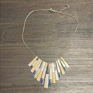 Gold necklace with blue accents Y2K